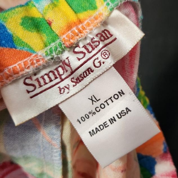 Vintage 80s Bright Tropical Floral Shorts, Tiki Summer Wear SZ XL Simply Susan - Picture 2 of 3